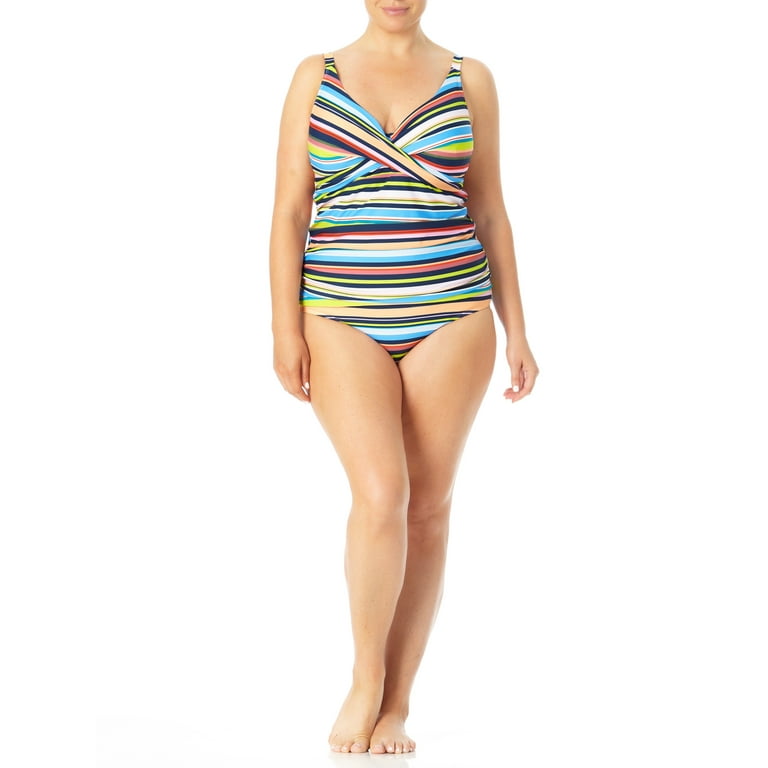Catalina Women s Stripe Swimsuit High Waist Bottom Walmart