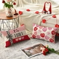 thumbnail image 6 of Be My Valentine Red Candy Heart Throw Pillow Covers, 12 x 20 Inch Valentine Stripes Wedding Cushion Case Decoration for Sofa Couch Set of 4, 6 of 6