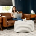 thumbnail image 5 of Jaxx Paran Pouf Ottoman, Large, Faux Fur, Modern Accent, Ivory, 5 of 6