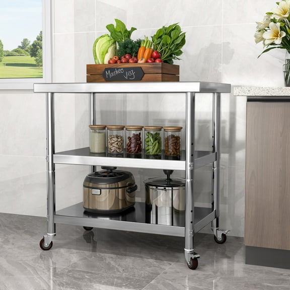 Uforic 36" X 24" Stainless Steel Work Table with Wheels