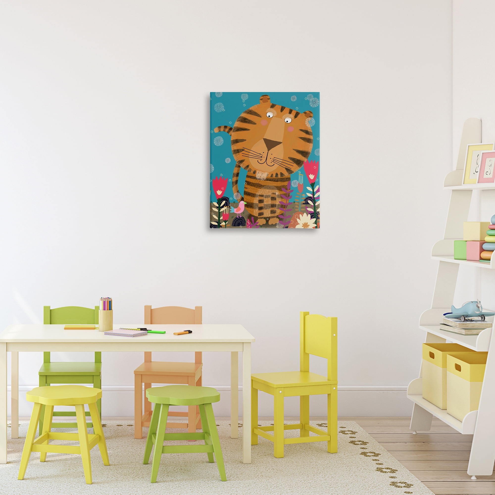 Stupell Industries Boho Tiger & Flowers Canvas Wall Art, design by Carla Daly