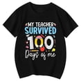 thumbnail image 4 of Letdown Funny School Kids T-Shirt: "My Teachers Survived 100 Days of Me" Letter Print Short Sleeve Tops for Toddler Boys Girls (Black,3-4 Years), 4 of 4