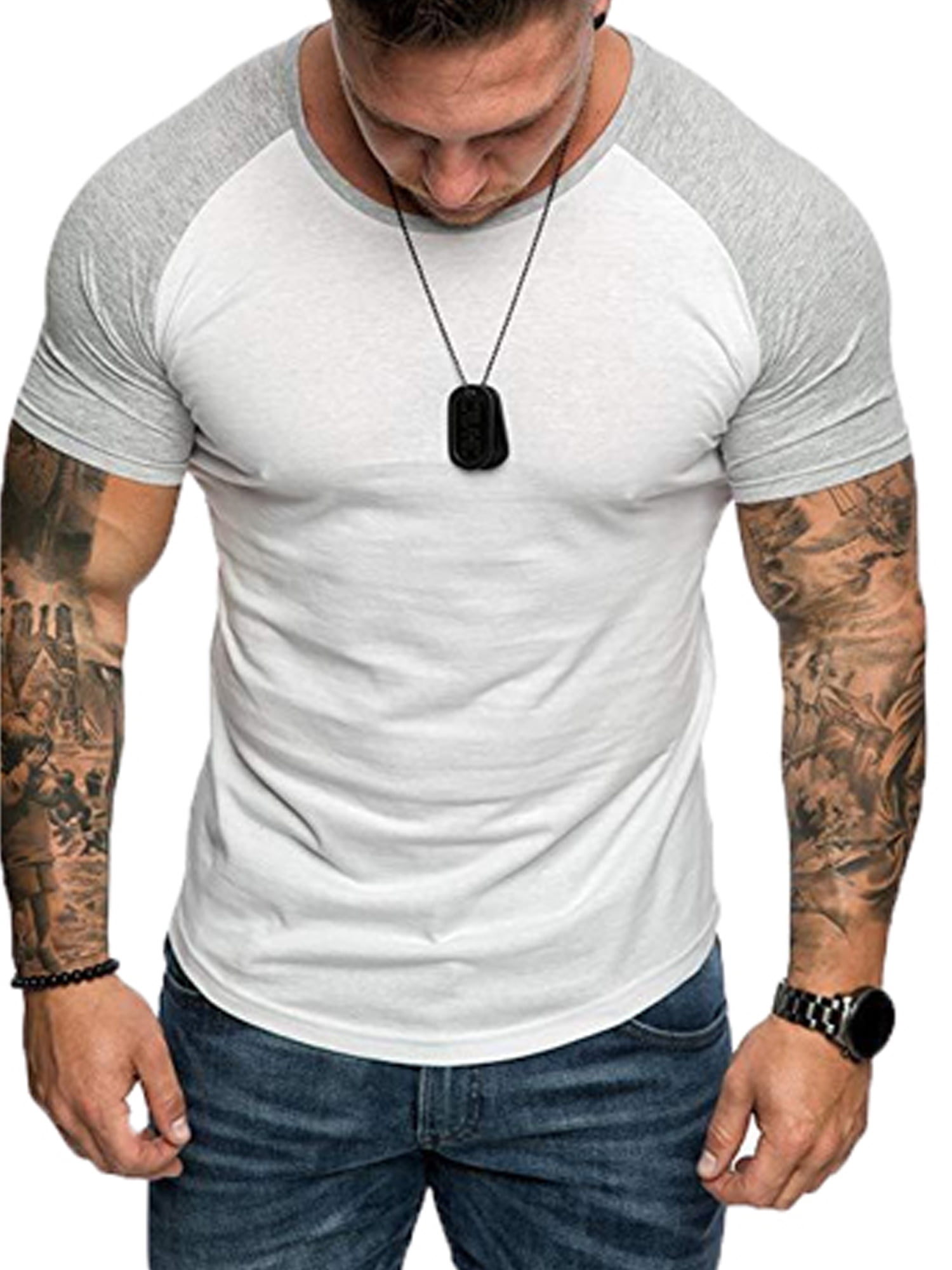 Wsevypo Men's Workout Tee Short Sleeve Gym Training T Shirt Casual Tops