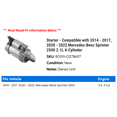 thumbnail image 2 of Starter - Compatible with 2014 - 2017, 2020 - 2022 Mercedes-Benz Sprinter 2500 2.1L 4-Cylinder 2015 2016 2021, 2 of 2