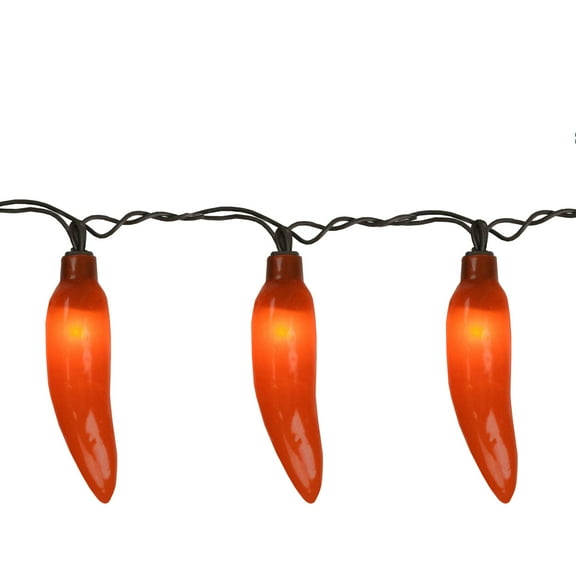35-Count Red Chili Pepper Patio String Light Set, 22.5ft Brown Wire
