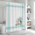 thumbnail image 6 of Aqua Coastal Shower Curtain, Waterproof Shower Curtains for Bathroom, Nautical Seashells Coral Leaves Stripes Washable Fabric Bathtub Curtain Set Bath Decor with 12 Hooks 48"x72", 6 of 8