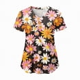 thumbnail image 3 of HCNTES Scrubs for Women V Neck Short Sleeve Print Nursing Uniform Top with Pockets Soft Casual Uniform(Watermelon Red,M), 3 of 7