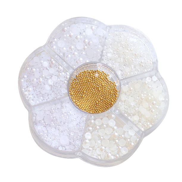Artesanía de semiperlas, accesorios de bricolaje para manualidades con perlas de uñas, maquillaje de joyería de perlas con parte posterior plana, creatividad del artista de perlas artesanales blancas