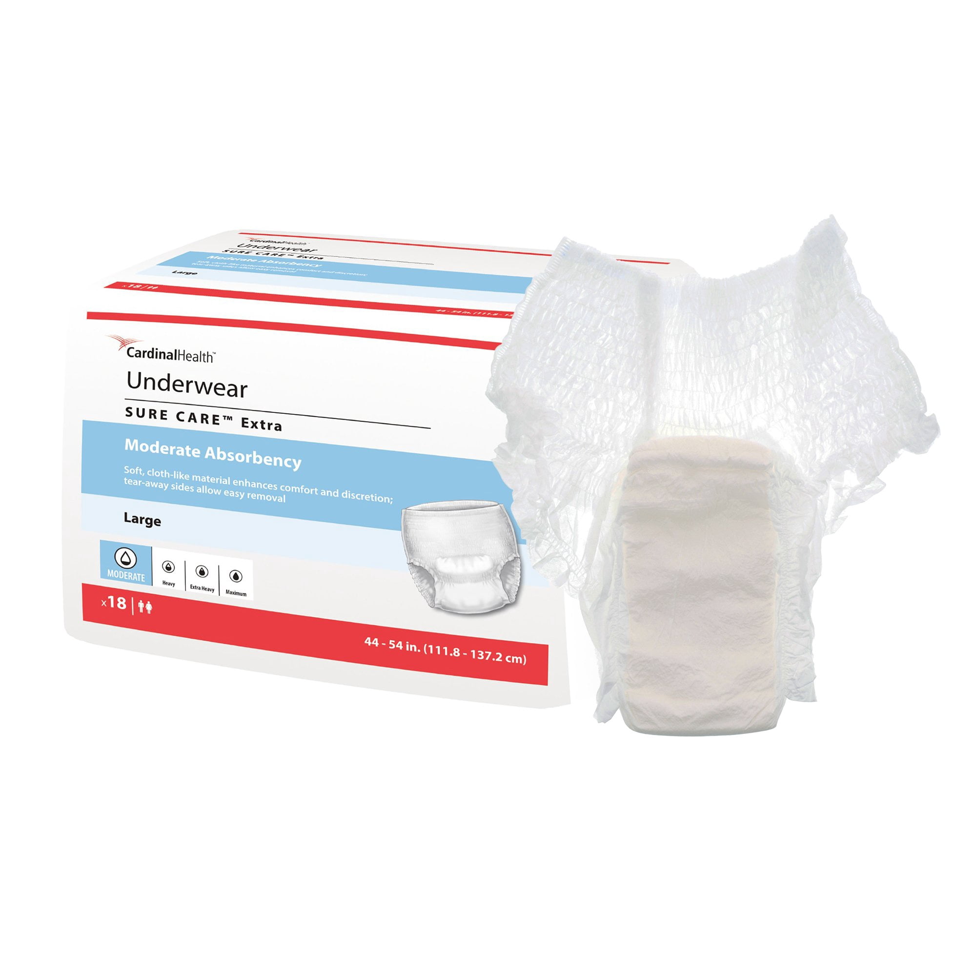 Sure Care Pull On Disposable Incontinence Protective Underwear, Large, Moderate Absorbency (18 Count)