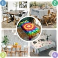 thumbnail image 5 of Rainbow Tie Dye Circular Pattern Rectangle Tablecloth 60"x102",Waterproof Polyester Rectangle Table Cloth, Wipeable Spillproof Polyester Tablecloth for Dining, Camping, Indoor and Outdoor, 5 of 6