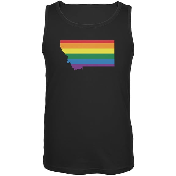 Montana LGBT Gay Pride Rainbow Black Adult Tank Top - Small