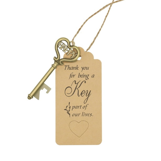 Vintage Key Shape Bottle Opener with Thank You Card Beer Wine Opener