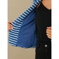 thumbnail image 5 of Blazer a rayas con cierre de botón y bolsillo con solapa con muesca para mujer Azul Blanco S, 5 of 5