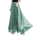 thumbnail image 1 of Vedolay Skirt for Womens Plus Size Floral Print Paperbag Waist Frill Trim Boho Long Skirt,Mint Green M, 1 of 5