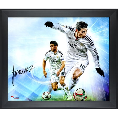 James Rodriguez Real Madrid Framed Autographed 20'' x 24'' In Focus Photograph- #2-9 11-49 of a Limited Edition of 50