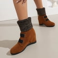 thumbnail image 4 of Jsaierl Bottes Mi-Mollet Compensées pour Femmes, Bout Rond Talon Bas Confort Sangle Talon Occidental Bottines d'Automne Chaussures Habillées Mode Fermeture Éclair Latérale Boucle Bottines, 4 of 5