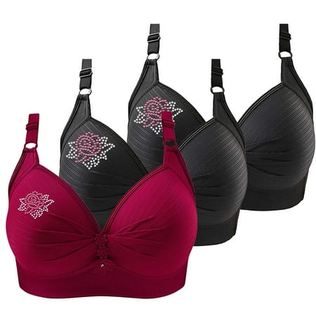 Baodmurt Bras for Women Lounge & Sleep Underwire Lingerie  Underwear  Black+Black+Wine 38BC