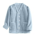 thumbnail image 6 of iHPH7 Womens Bed Jacket Womens Fleece Jacket Pajama Tops for Women Sherpa Fleece Jacket Women Womens Loungewear Winter Pajamas for Women Warm Winter Coats for Women Light Blue M, 6 of 9
