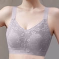 thumbnail image 2 of ATOYSOY Women's Lace Splicing Everyday Bra Floral Embroidered Slim Basic Small Cup Wirefree Bralette Underwear Teens Comfort Bra Breathable Push Up Workout Gray L, 2 of 5