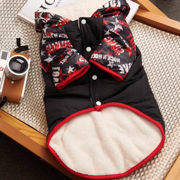 Yidarton Dog clothes chest and back one cotton vest pet cotton jacket winter thickened two-legged cotton jacket Black