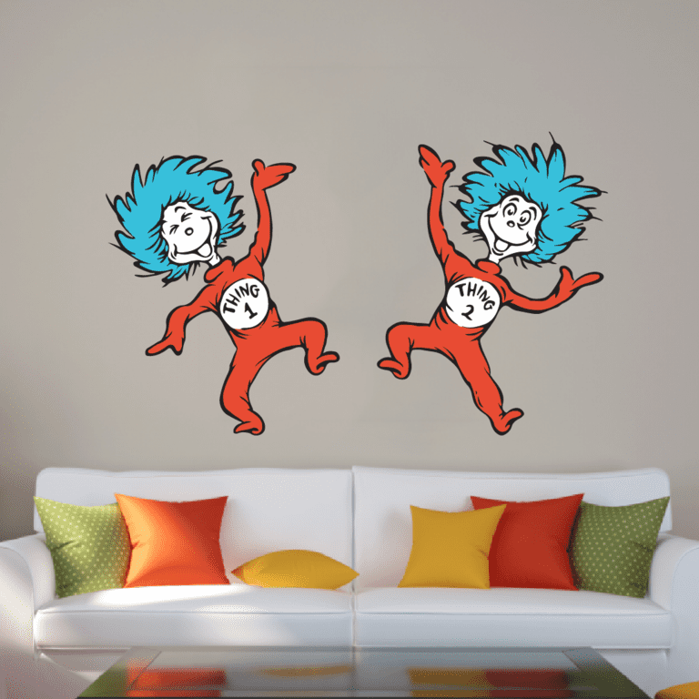 DR SEUSS THING 1 THING 2 Decal Removable WALL STICKER Home Decor Art Kids Cat 