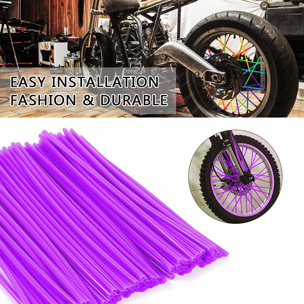 36pcs Universal Wheel Spoke Protector Motocross Rims Skins Off Road Motorcycle Guard Wraps Kit Orange Motorcycle Spoke Wraps