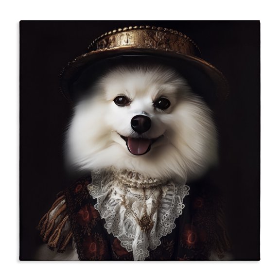 Stupell Industries Traditional Charming White Dog Outfit Canvas Art, 17 x 17, by Lazar Studio