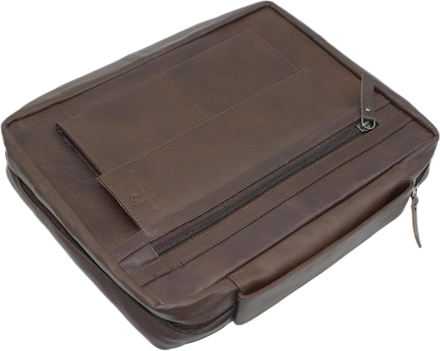 Large Cross Bible Book Cover Genuine Leather with Handle Cross Brown