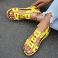 thumbnail image 4 of Rokment Women's Orthopedic Wedge Dressy Sandals with Arch Support Comfortable Platform Walking Summer Shoes Fashion Casual Metal Buckles Mules Slingback Mid Heels Dress Footwear Yellow Size 6.5, 4 of 7