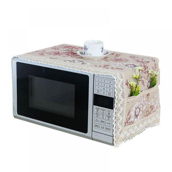 Modern Simple Microwave Oven Cover Dustproof Cotton Machine Protector Decorative Kitchen Appliance Cover 39.3x13.7inches with Side Pockets