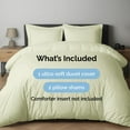 thumbnail image 3 of CGK Linens 2-Piece Premium Duvet Cover Set - Twin Size Soft Comforter Cover With Zipper & Matching Pillowcases, Light Sage Green, 3 of 7