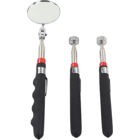 

3PCS Retractable Magnetic Pick Up Tool Telescopic Mirror Rubber Handle 8lb Magnet Stick Grabber Tool Extension Mechanical Fingers Tip