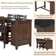 thumbnail image 6 of 5-piece Counter Height Dining Table Set with Faux Marble Tabletop, Solid Wood Bar Pub Table Set with Storage Cabinet and Drawer, 60'' Dining Table and 4 Chair for Kitchen Dining Room, Brown, 6 of 9