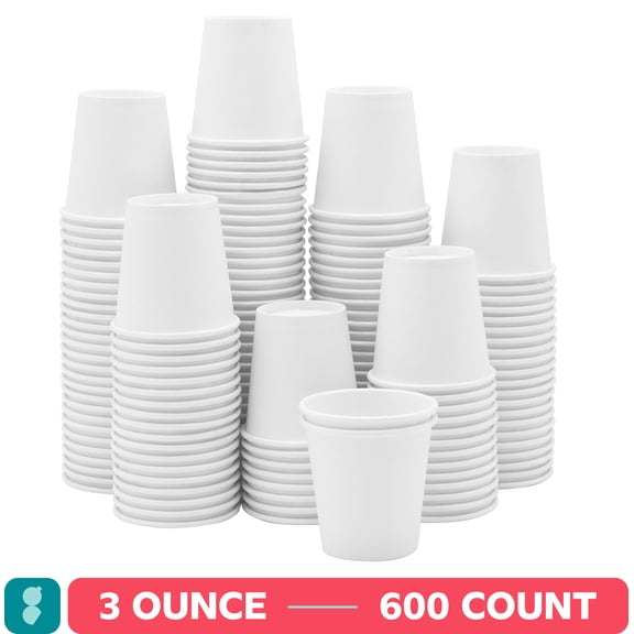 GUSTO Small Paper Cups 3 Oz Disposable Cups for Espresso, Medicine, 600-Pack