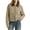 Khaki, variant on Womens Bomber Jacket Corduroy Splicing Leather Collar Coat Fall Winter Lightweight Utility Zip up Baseball Long Sleeve Jacket with Pockets Watermelon Red