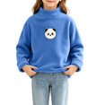 thumbnail image 5 of Spazoro Girls Fleece Mock Neck Long Sleeve T-Shirts, Stretchy Long Sleeve Panda Print Loose Fit Warm Casual Pullover Tops Tee for Fall Layering Blue Size 5-6, 5 of 6
