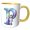 Yellow/White, variant on 3drose, Cute Astronaut Monogram Initial P, 11oz Two-tone Blue Mug