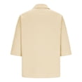 thumbnail image 6 of Xdegoge Blouses for Women Notch V Neck Three Quarter Sleeve Casual Workwear Loose Fit Contrast Stitching Detail Solid Textured Pattern Spring Summer Tops, 6 of 7