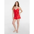 thumbnail image 3 of Joyspun Women’s Lace Trim Satin Valentine's Day Cami and Shorts Set, Sizes S-3X, 3 of 6