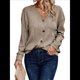 thumbnail image 1 of Camisetas de Larga para Mujer, Blusas Tipo Túnica con Cuello en V, Elegantes, Informales, Acanaladas, Holgadas y Cómodas, para . Caqui M, 1 of 8