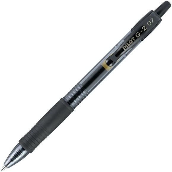 Pilot G2 Rollerball Pens, Retractable, Fine Point, 0.7 mm, Black Ink, 12 Count