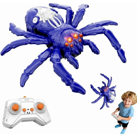 Pekkaxy Wall Climbing Gecko Spider Toy, Remote Control Electric Lizard Robot, 360° Rotating Anti-Gravity RC Toy with LED Lights, Rechargeable Chameleon Car for 3 
