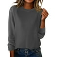 thumbnail image 2 of Women's Fashion Casual Solid Color Round Neck Split Hem Raglan Sleeve Long Sleeve Sweater, Comfortable and Chic, Great for Everyday Wear and Seasonal Activities,Gray,XL, 2 of 5