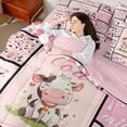 thumbnail image 4 of Manfei Cute Cow Bedding Sets Twin Size,Farmhouse Farm Animal Comforter Sets with Sheets,Pink Patchwork Plaid Bed in a Bag Twin Size For Girls,Microfiber Bedroom Decor Reversible,7-Piece, 4 of 7