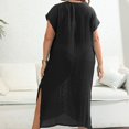 thumbnail image 3 of OGLCCG Swimsuit Coverup for Women V Neck Hollow Out Swim Cover Up Dress Crochet Bathing Suit Bikini Cover Ups Summer Beach Swimwear, 3 of 4