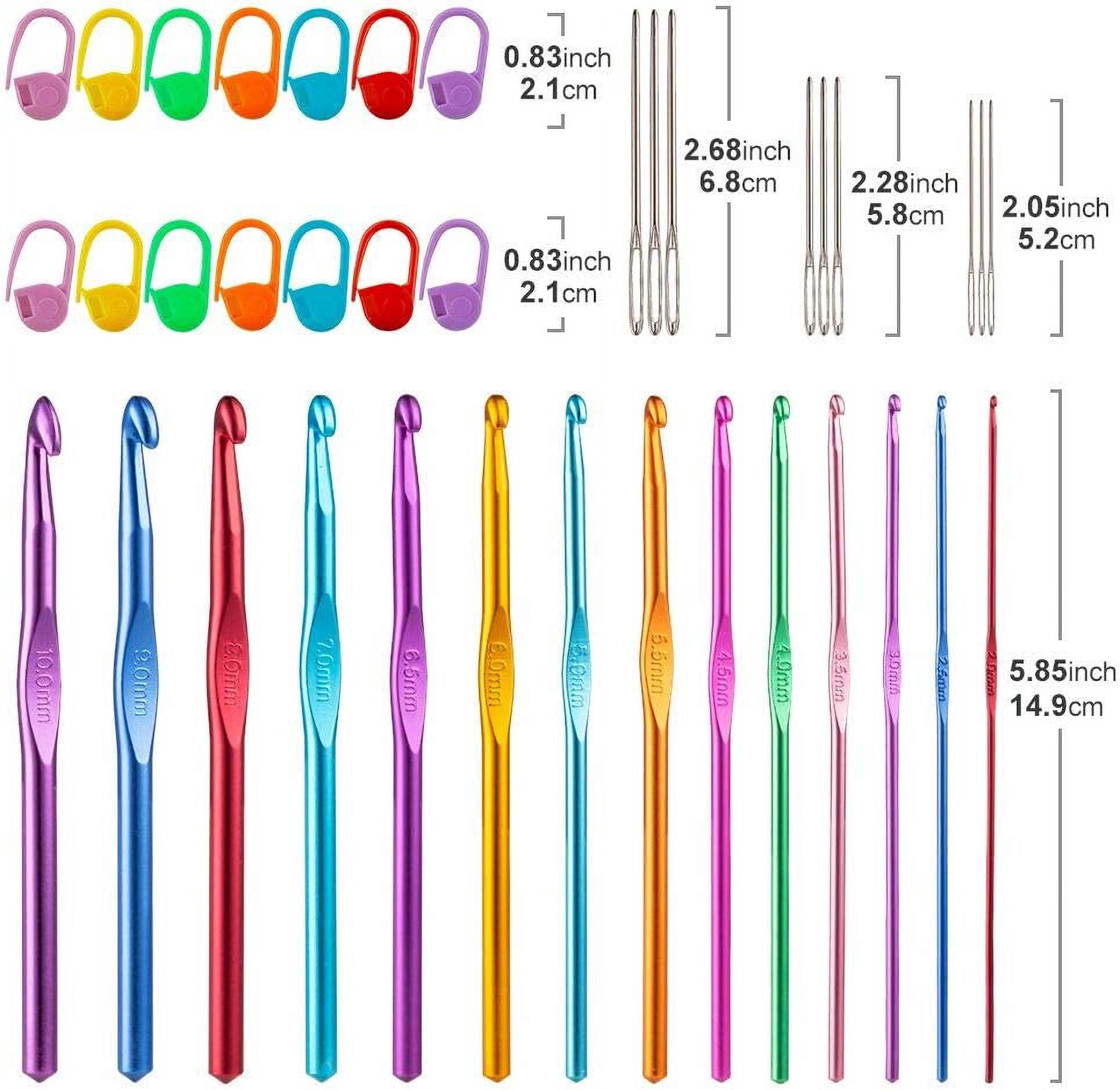 Vodiye No. 14 crochet hook set, sizes 2.0–10.0 mm, colorful metal crochet hooks, ergonomic design, comfortable to use