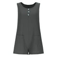 thumbnail image 5 of CheerKidz Womens Elegant Sleeveless Jumpsuit Round Neck Buttonless Design With Pockets Solid Color Formal Dinner Outfit(Dark Gray,2XL), 5 of 9