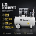 thumbnail image 3 of Compresor de Aire Electrico GUTSTARK 1HP Portatil 50 L 2 pistones 116 Psi 127v 750w, 3 of 9