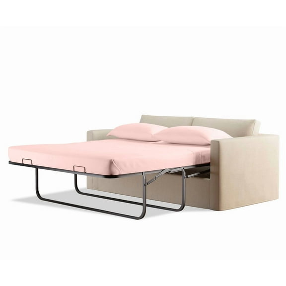 700 Thread Count 100% Egyptian Cotton Sleeper Sofa Bed Sheet Set Solid King Size (76"x 80"x 10" ) with 4 -PCS Fitted Straps Color Pink