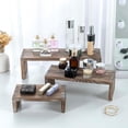 thumbnail image 4 of MyGift Rustic Brown Wood 3-Tier Collectibles Figurine Display Risers, Dessert Showcase Stands, Set of 3, 4 of 8